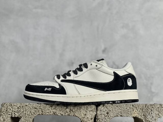 Travis Scott X Fragment Design X Air Jordan 1 Low Og Sp Aj1 乔1 Bape联名-黑白脚趾 低帮文化休