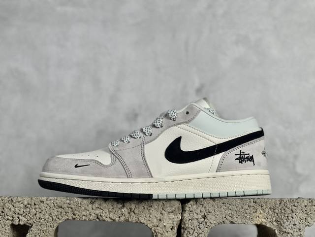 Air Jordan 1 Low Aj1 乔1 斯图西联名-黑篮猪八拼接 高端定制 低帮复古篮球鞋 Lj6688-008 #定制鞋盒 大厂纯原品质出货 超高清洁