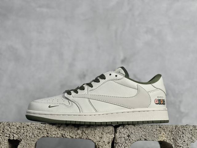 Travis Scott X Fragment Design X Air Jordan 1 Low Og Sp Aj1 乔1 古驰联名-米白清新绿 低帮文化休闲