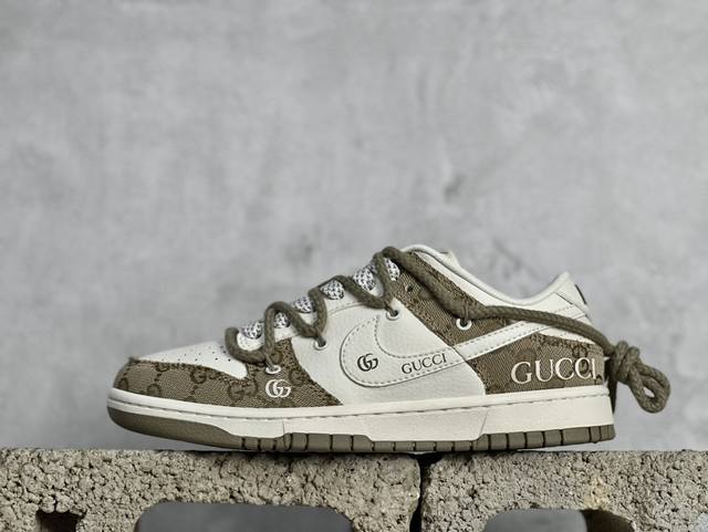 Nk Sb Dunk Low 古驰联名-黄牛仔暗纹白勾 周年高端定制 低帮休闲板鞋 Sj2068-273 #定制鞋盒 大厂纯原品质出货 超高清洁度 皮料切割干净