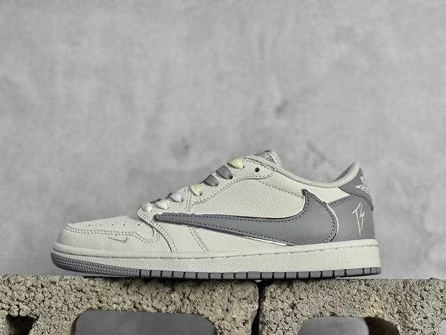 Travis Scott X Fragment Design X Air Jordan 1 Low Og Sp Aj1 乔1 Ts联名-米白简约灰 低帮文化休闲