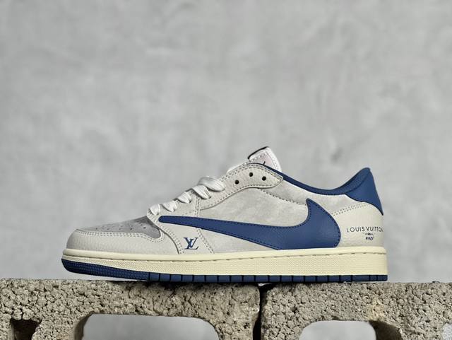 Ts X Air Jordan Aj1 Low 倒钩低帮联名定制配色 Lx1988-033 原厂内置气垫魔块 A模大底 头层小牛皮 鞋舌aj原厂专用牛津布+Aj