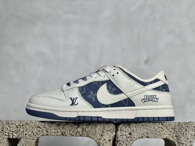 Nk Sb Dunk Low Lv联名-米蓝印花 周年高端定制 低帮休闲板鞋 Jh8310-954 #定制鞋盒 大厂纯原品质出货 超高清洁度 皮料切割干净无任何