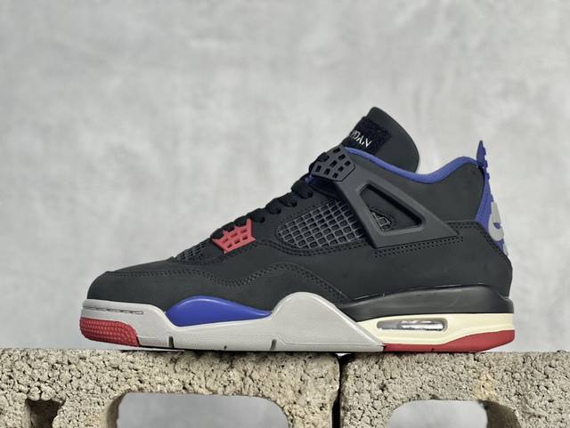 F版 Air Jordan 4 Retro Lase Aj4 乔4黑灰蓝配色 Fv5029-003 #采用经典的黑色、蓝色和中性灰色为配色方案，以白色皮革鞋面，