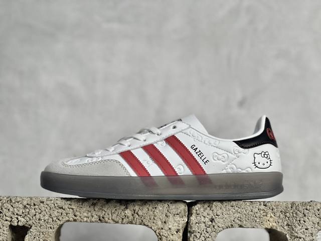 R版 公司级版本 Adidas Originals Gazelle Indoor 凯蒂猫 三叶草休闲防滑耐磨低帮板鞋 鞋头出色设计 塑就出众贴合感 稳固的后跟贴