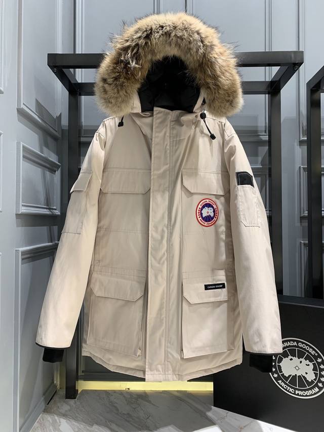 渠道优势，支持代发！ 外贸保真版：大鹅08款 米白 Canada Goose 加拿大鹅 08男款expedition Parka远征款，Size：Xs S M