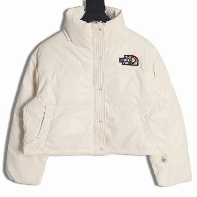 高端版本，有量可谈！ 外贸保真版：北面 白色 The North Face 北面 23Fw 彩虹88肯豆短款皮羽绒 无色差唯一正确版本 采用帕纳纹人造生态羊皮