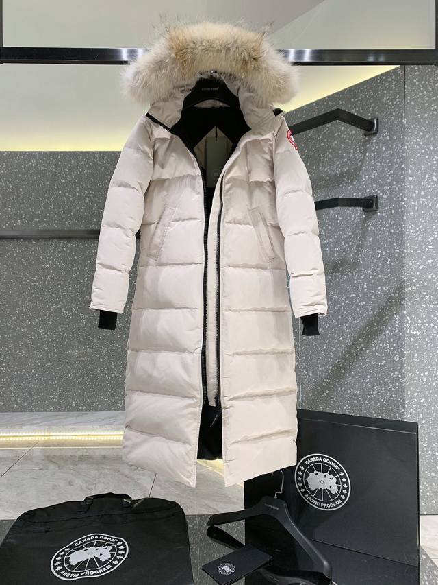 渠道优势，支持代发！ 外贸保真版：大鹅22款 米白 Canada Goose 加拿大鹅 Mystique Parka长款女款羽绒服，Size：Xxs Xs S