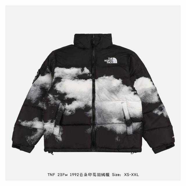 渠道优势，！ 外贸保真版 北面 The North Face 北面 23Fw 1992云朵印花羽绒服 -填充80绒，高版本高蓬松度 明星同款自由切换多元型格，云