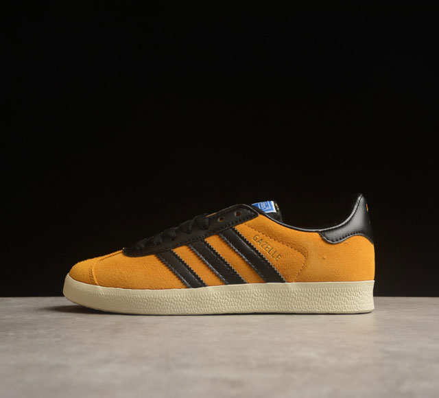 Adidas Originals Gazelle 黄黑 三叶草休闲防滑耐磨低帮板鞋 鞋头出色设计 塑就出众贴合感 稳固的后跟贴合足部曲线设计 软弹舒适 不易磨脚